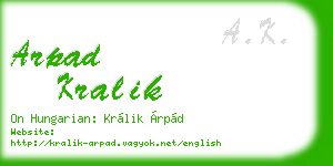 arpad kralik business card